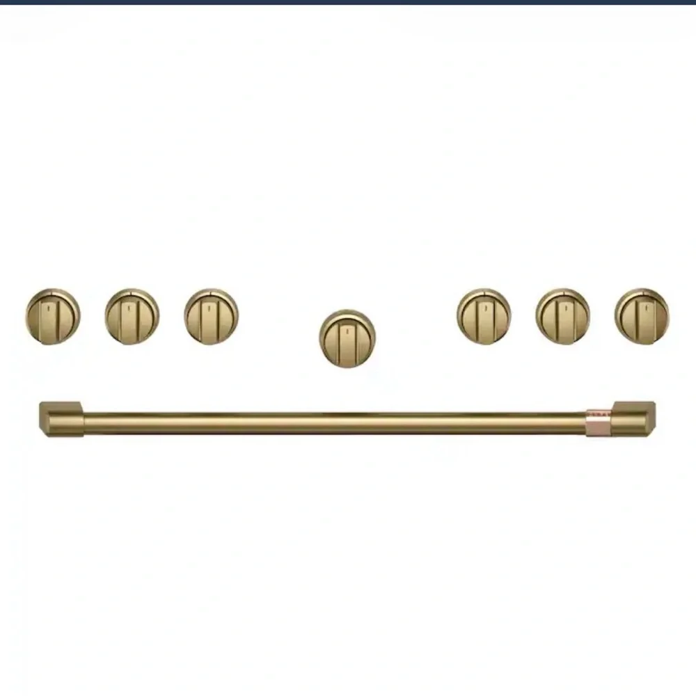 Brushed Gold Kitchen Cabinet Rail and Knob Set - 7-Piece
